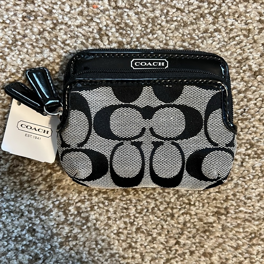 PARK SIGNATURE DOUBLE ZIP COIN WALLET (COACH F66116) NWT